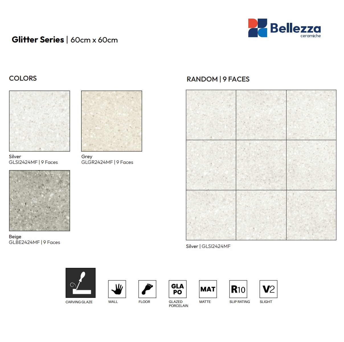 Bellezza Tiles Terrazzo Glitter Series _  60cm x 60cm