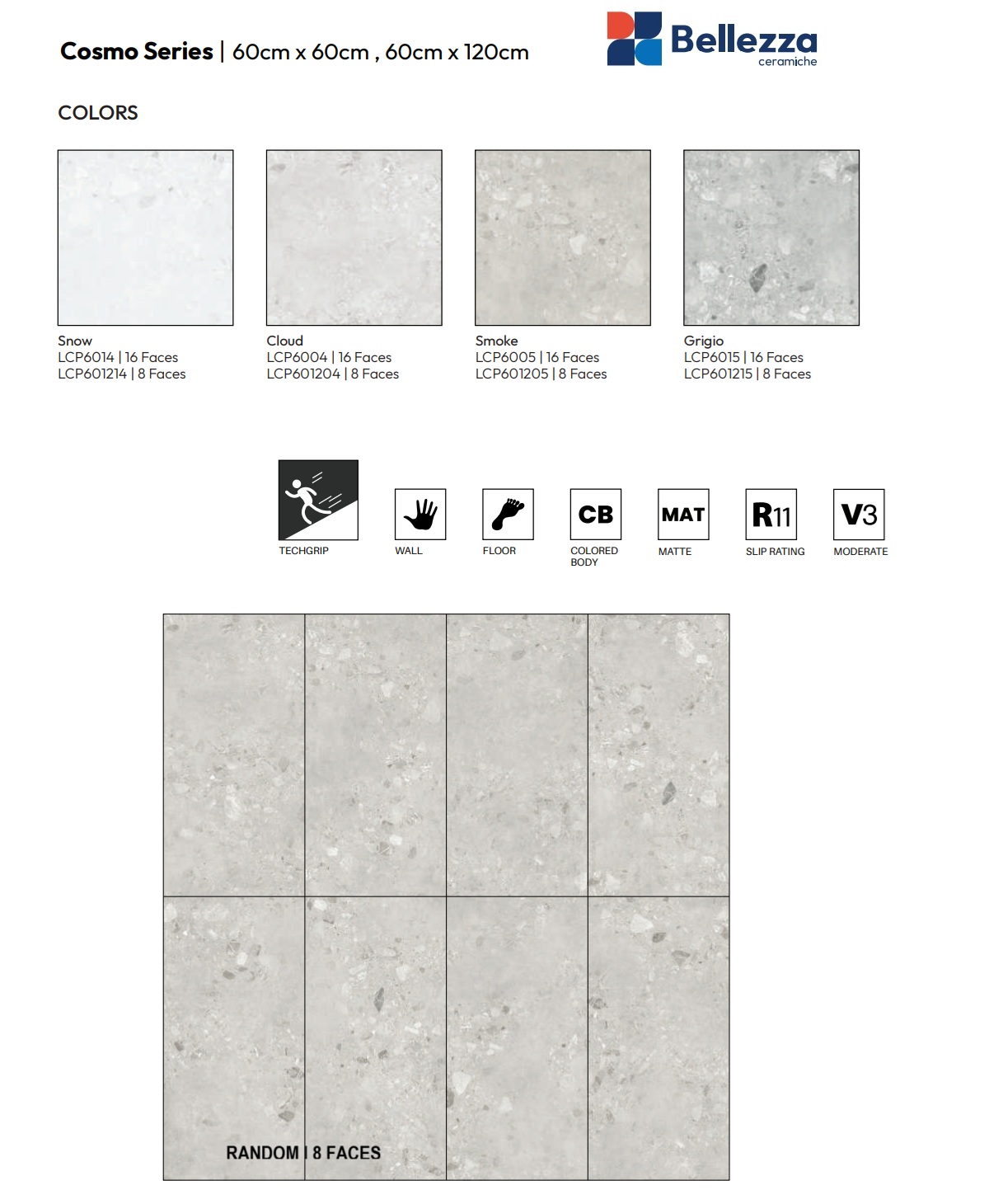 Bellezza Tiles Terrazzo Tomaz Series _ 60 x60 _ 60cm x 120cm